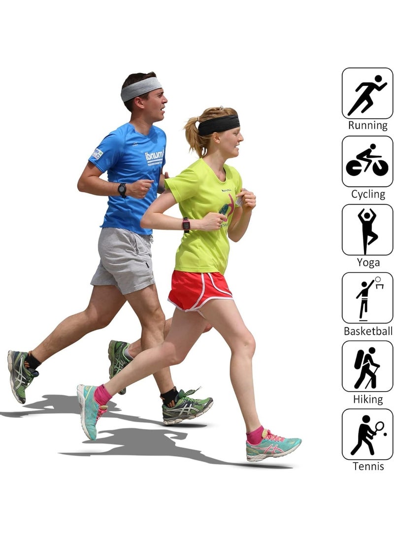 طقم 3 بندانا قطن مقاس 5 سم – أبيض وأسود ورمادي – ستريتش مريح ومضاد للانزلاق للرياضة والاستخدام اليومي - Image 2